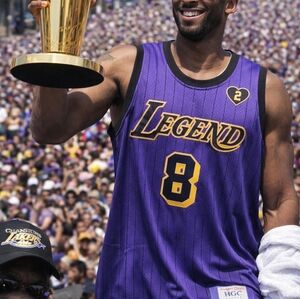 Kobe Bryant The Legend Purple Pinstripe Basketball Jersey Size XL New